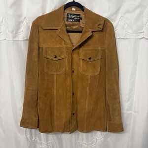 VTG 70s Sears The Leather Shop Men's Suede Lined Jacket Size 36R Brown Lined